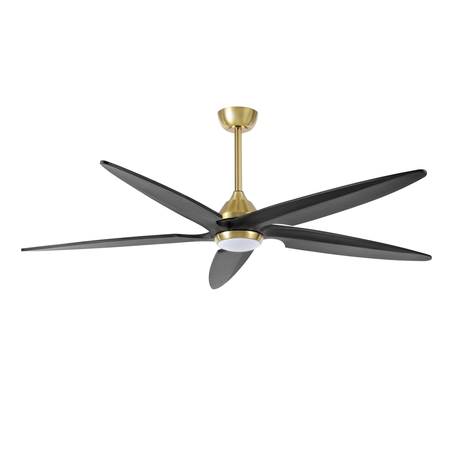 64" Gold and Black Ceiling Fan with LED Light and Remote – Modern Large Room Fan