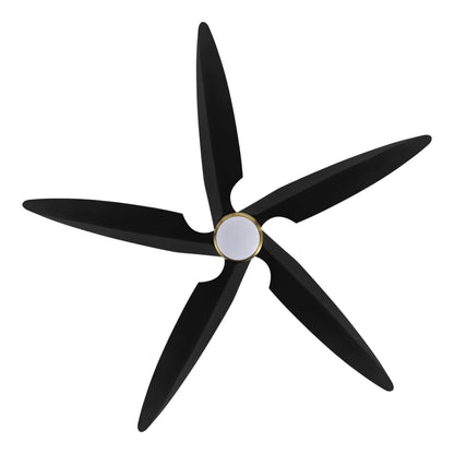 64" Gold and Black Ceiling Fan with LED Light and Remote – Modern Large Room Fan