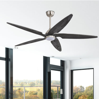 Ceiling Fan 64" Modern Nickel + Gray 5-Blade with LED Light