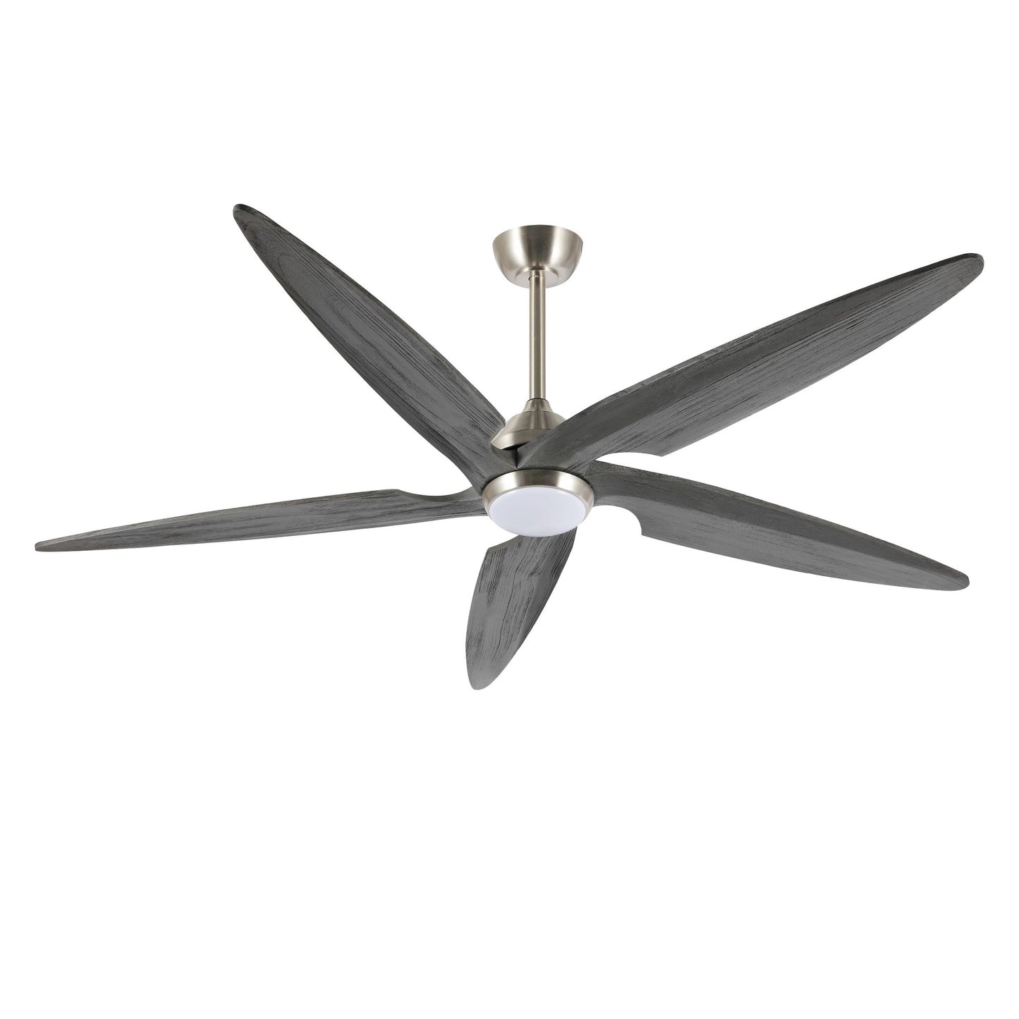 Ceiling Fan 64" Modern Nickel + Gray 5-Blade with LED Light