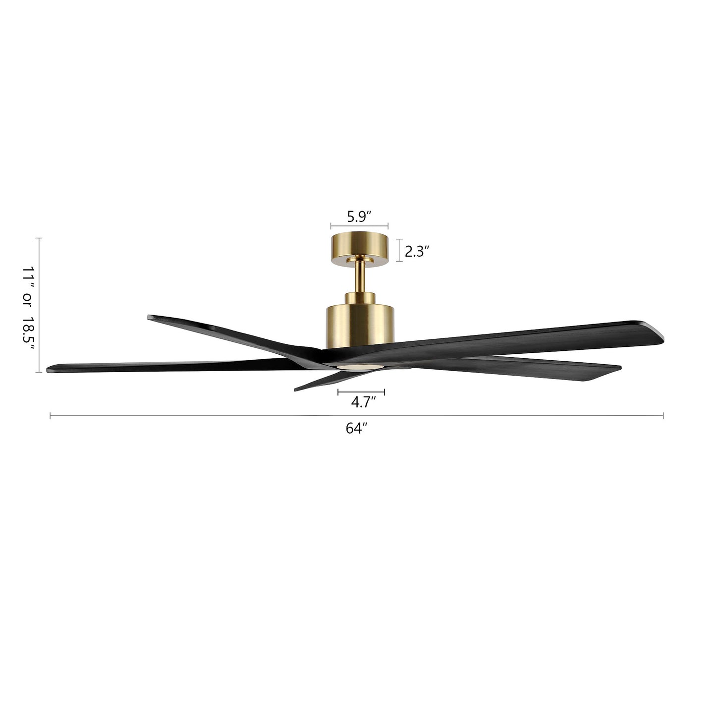 64" Gold & Black Ceiling Fan with Light & Remote – Modern 5-Blade, Quiet DC Motor