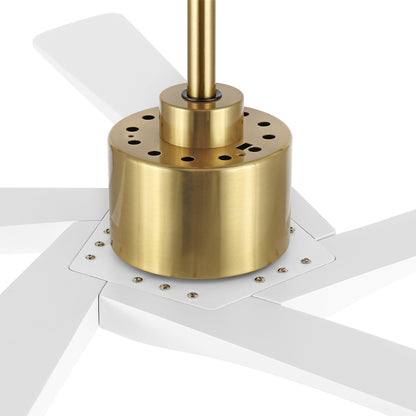 54" Gold & White Ceiling Fan with Light & Remote – Modern 5-Blade, Quiet DC Motor