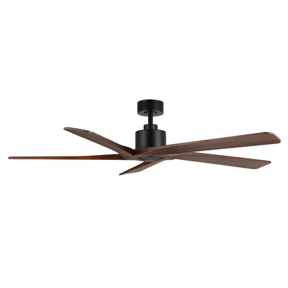 54" Black & Wood Ceiling Fan with Light & Remote – Modern 5-Blade, Quiet DC Motor