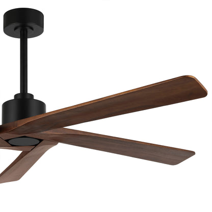 54" Black & Wood Ceiling Fan with Light & Remote – Modern 5-Blade, Quiet DC Motor