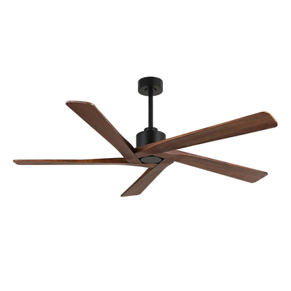 64" Black & Wood Ceiling Fan with Light & Remote – Modern 5-Blade, Quiet DC Motor