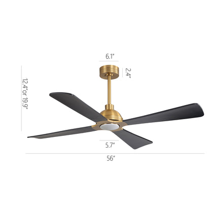 56" Gold & Black Ceiling Fan with Light & Remote – Modern 4-Blade, Quiet DC Motor