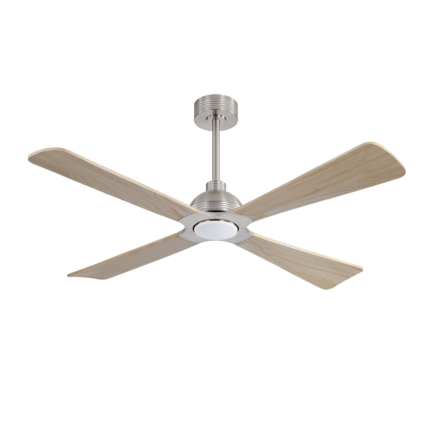 56" Chrome + Wood Ceiling Fan with Light & Remote – Modern 4-Blade, Quiet DC Motor
