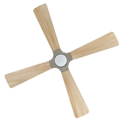 56" Chrome + Wood Ceiling Fan with Light & Remote – Modern 4-Blade, Quiet DC Motor