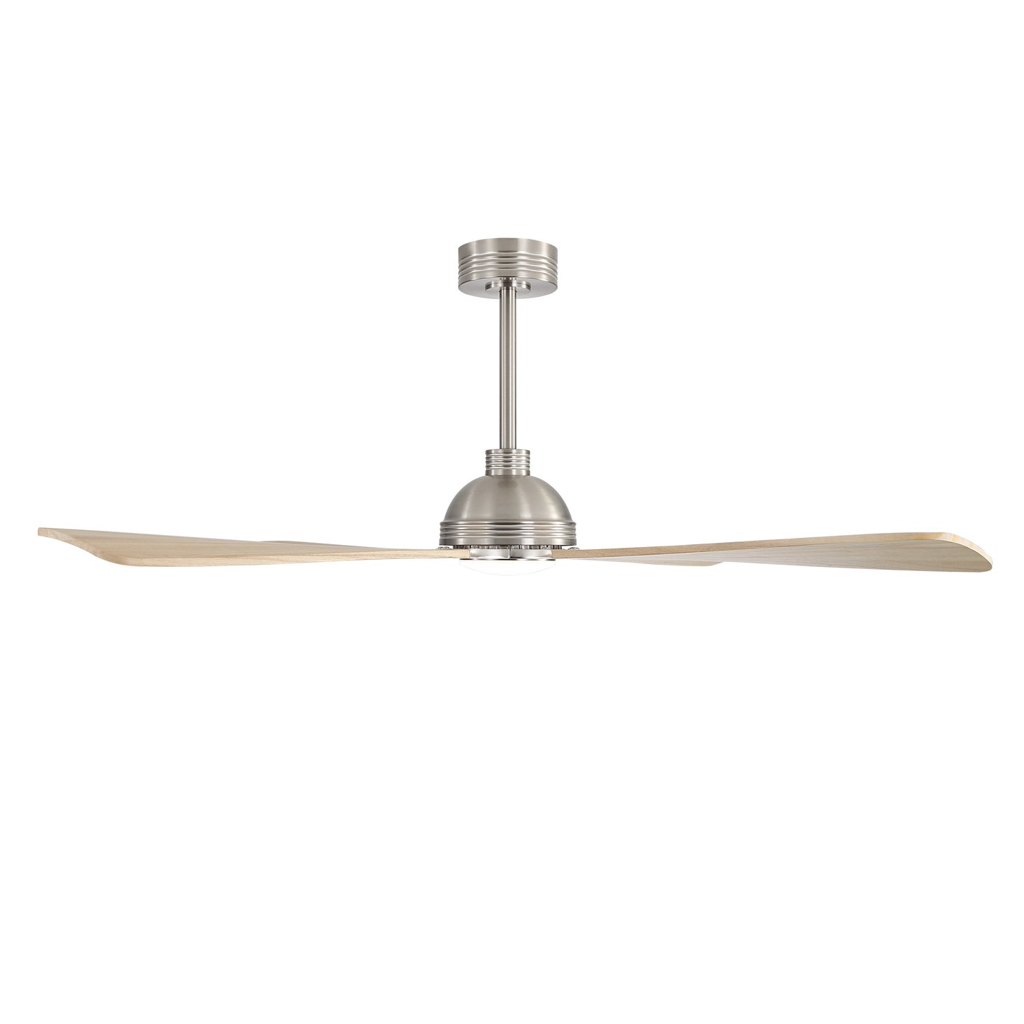 56" Chrome + Wood Ceiling Fan with Light & Remote – Modern 4-Blade, Quiet DC Motor