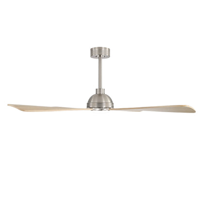 56" Chrome + Wood Ceiling Fan with Light & Remote – Modern 4-Blade, Quiet DC Motor