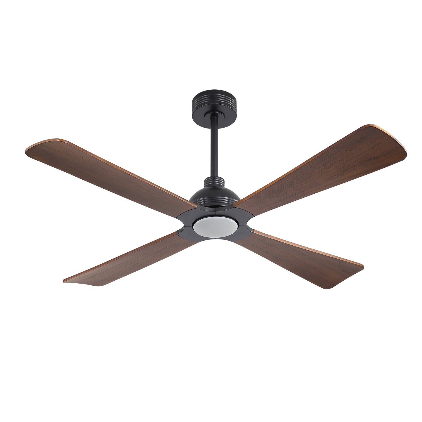 56" Black & Wood Ceiling Fan with Light & Remote – Modern 4-Blade, Quiet DC Motor