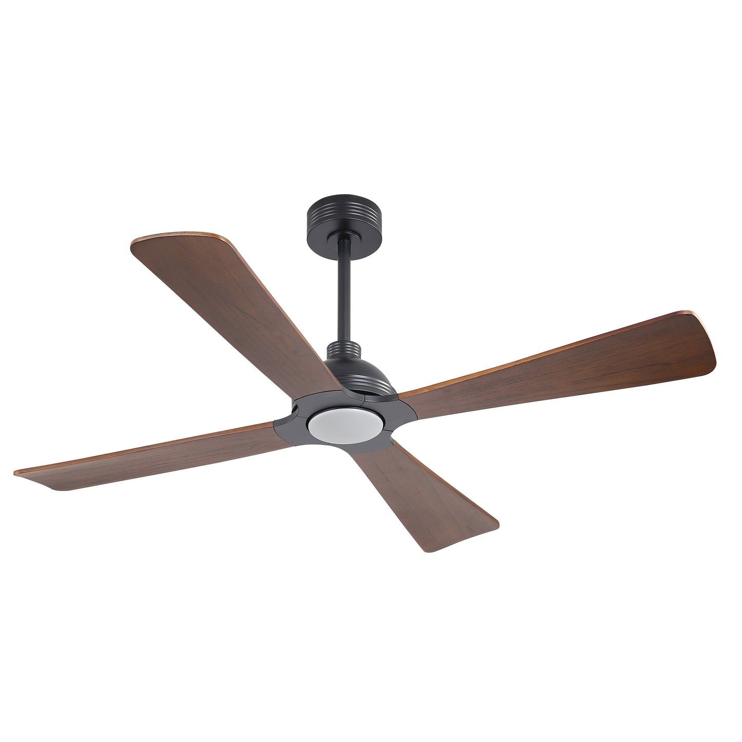56" Black & Wood Ceiling Fan with Light & Remote – Modern 4-Blade, Quiet DC Motor
