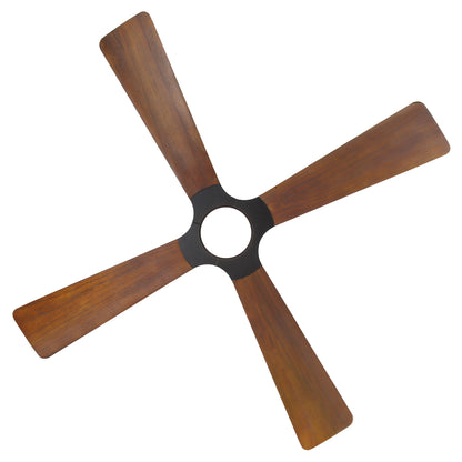 56" Black & Wood Ceiling Fan with Light & Remote – Modern 4-Blade, Quiet DC Motor