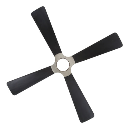 56" Brushed Nickel & Black Ceiling Fan with Light & Remote – Modern 4-Blade, Quiet DC Motor