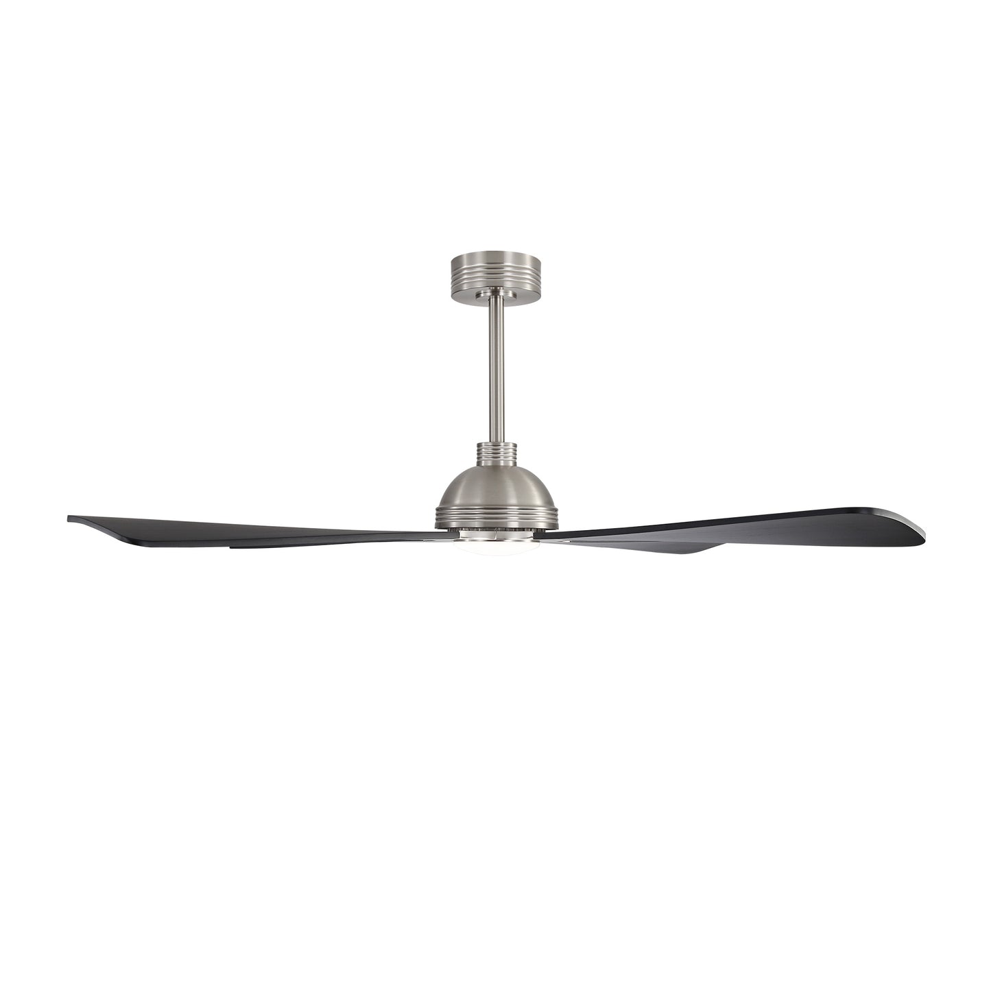 56" Brushed Nickel & Black Ceiling Fan with Light & Remote – Modern 4-Blade, Quiet DC Motor