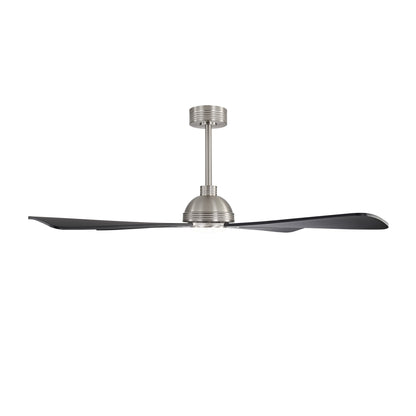 56" Brushed Nickel & Black Ceiling Fan with Light & Remote – Modern 4-Blade, Quiet DC Motor
