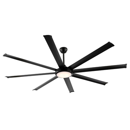 80" Matte Black Ceiling Fan with LED Light and Remote – 8-Blade Large Room Fan