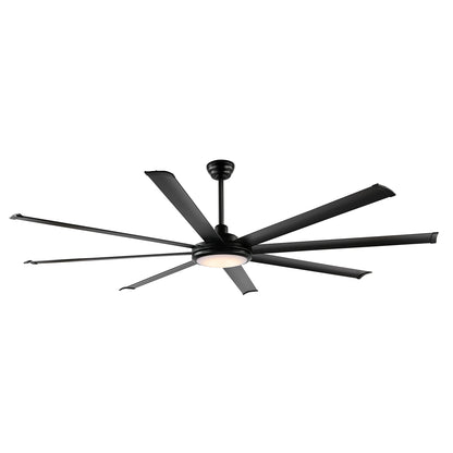 80" Matte Black Ceiling Fan with LED Light and Remote – 8-Blade Large Room Fan