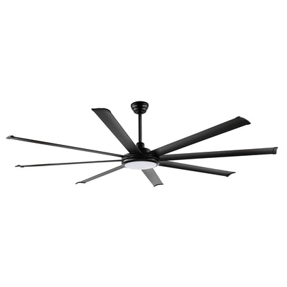80" Matte Black Ceiling Fan with LED Light and Remote – 8-Blade Large Room Fan