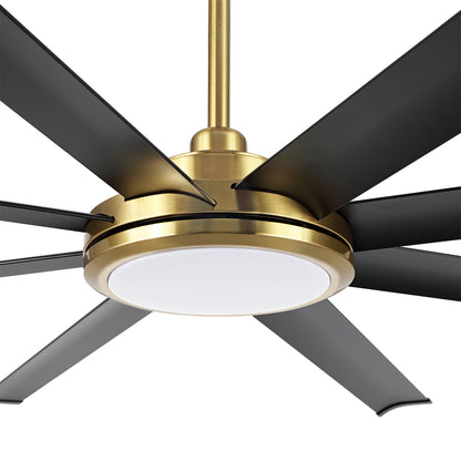 80" Gold and Black Ceiling Fan with LED Light and Remote – 8-Blade Large Room Fan