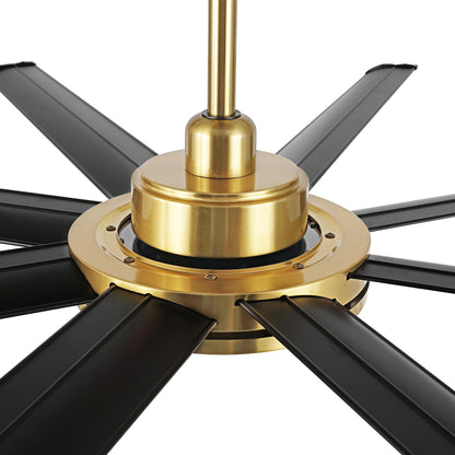 80" Gold and Black Ceiling Fan with LED Light and Remote – 8-Blade Large Room Fan