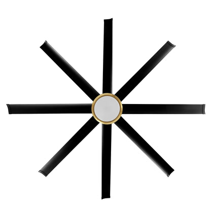 80" Gold and Black Ceiling Fan with LED Light and Remote – 8-Blade Large Room Fan
