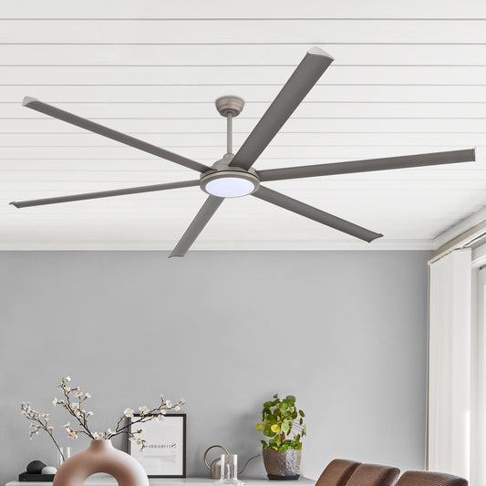 96" Charcoal Grey Ceiling Fan with Light & Remote – Massive Modern DC Motor Fan