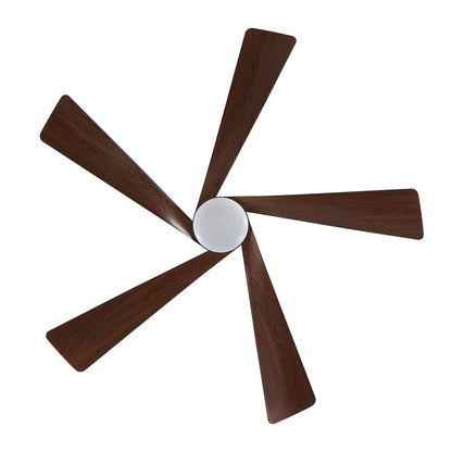 52" Black Ceiling Fan with Walnut Blades and LED Light – Modern Dimmable Fan with Remote