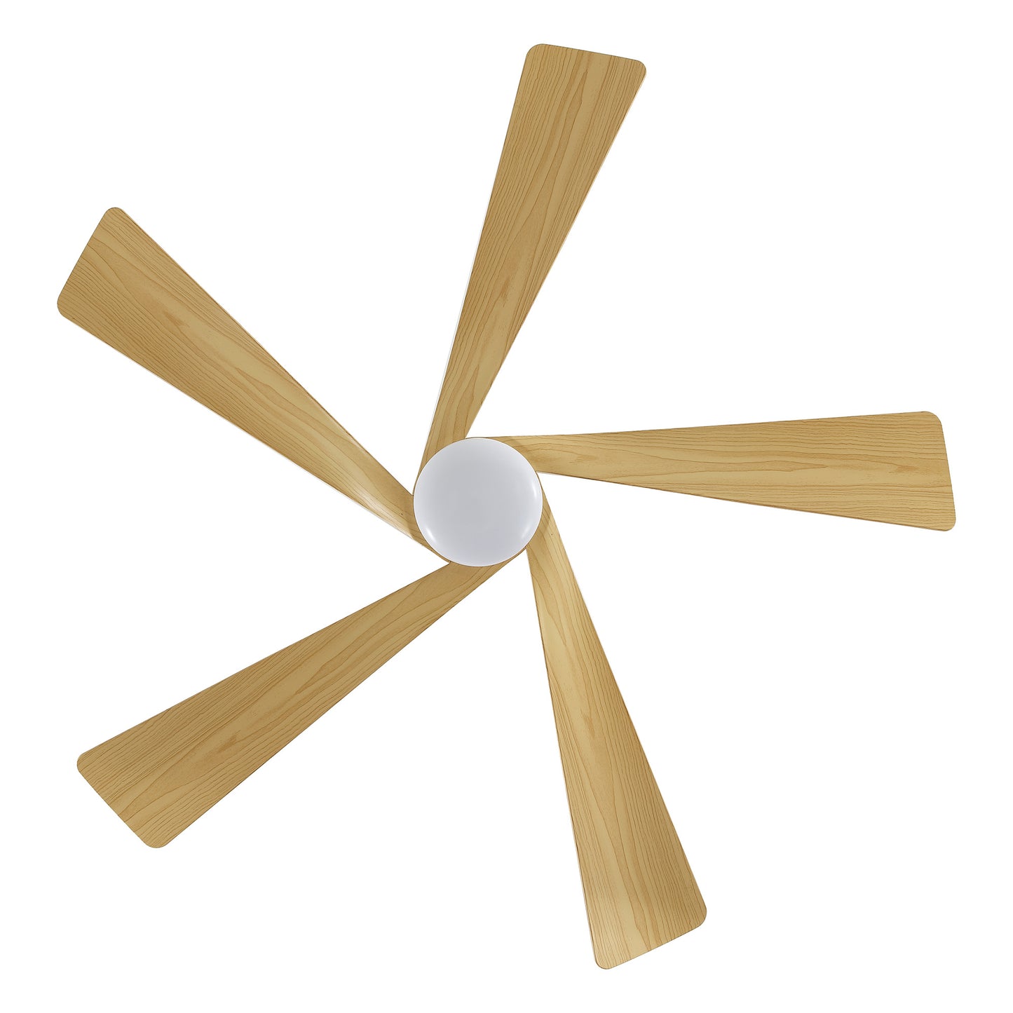 52" White Ceiling Fan with Light Wood Blades and LED Light – Modern Dimmable Fan with Remote