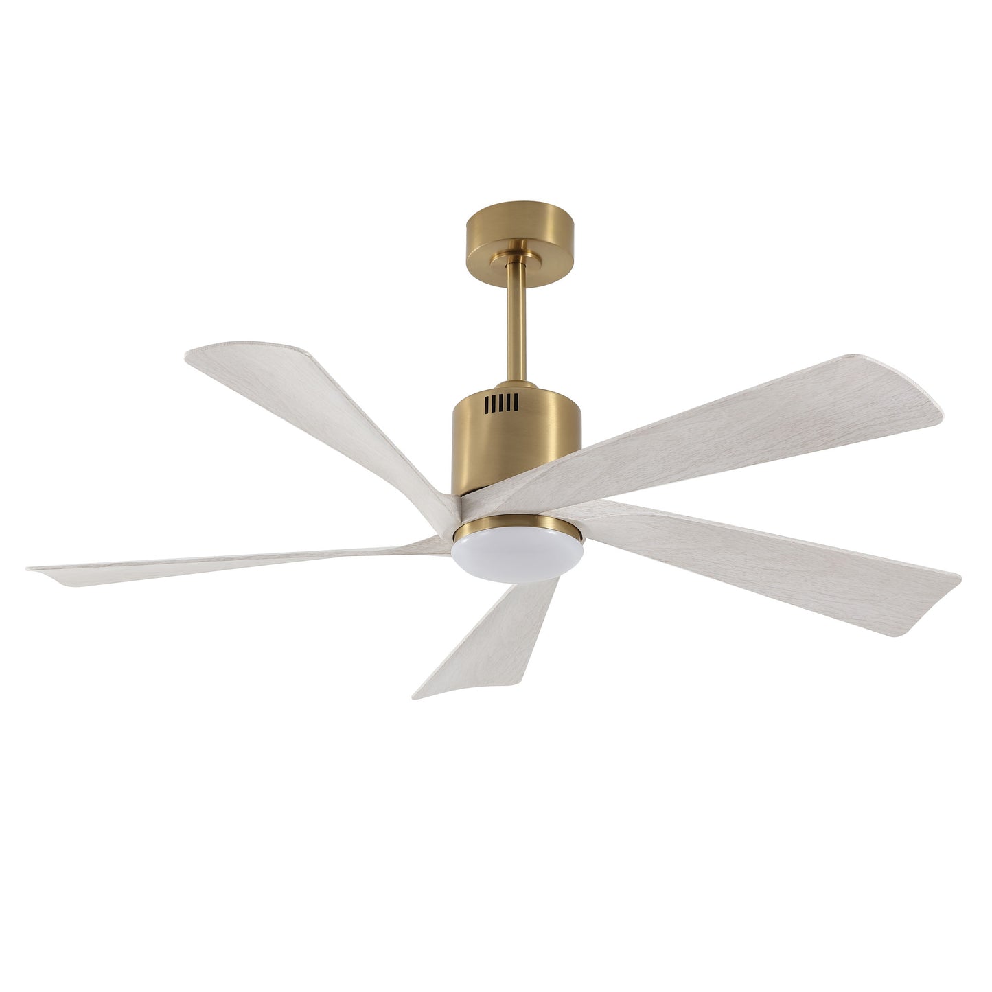 52" Gold Ceiling Fan with Gray Blades and LED Light – Modern Dimmable Fan with Remote