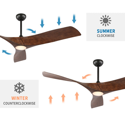 52" Ceiling Fan with LED Light and Remote – Modern Dimmable Fan with DC Motor