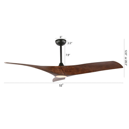 52" Ceiling Fan with LED Light and Remote – Modern Dimmable Fan with DC Motor