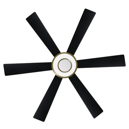 60" Gold and Black Ceiling Fan with LED Light and Remote – Modern 4-Blade Fan