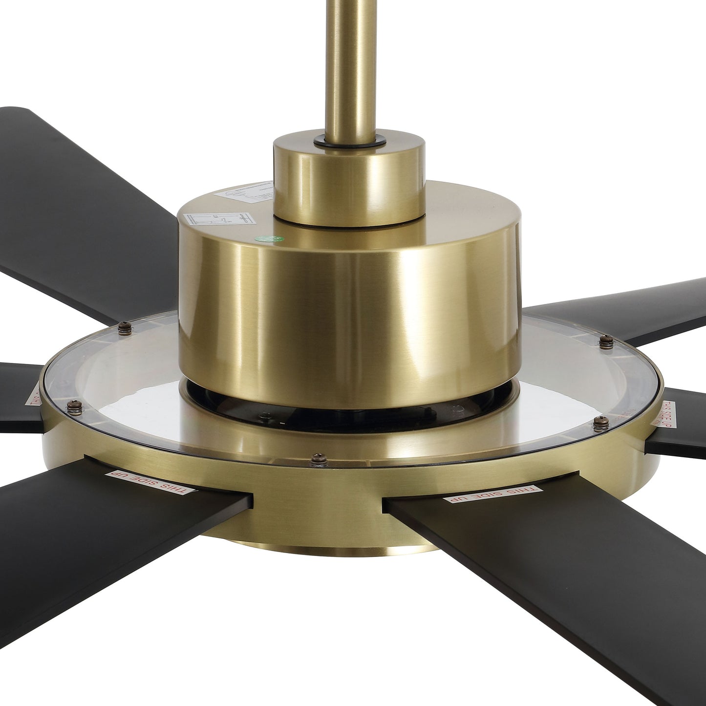 60" Gold and Black Ceiling Fan with LED Light and Remote – Modern 4-Blade Fan