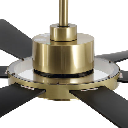 60" Gold and Black Ceiling Fan with LED Light and Remote – Modern 4-Blade Fan