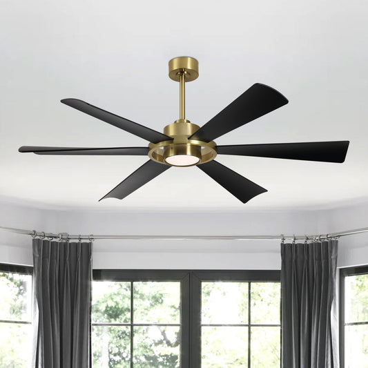 60" Gold and Black Ceiling Fan with LED Light and Remote – Modern 4-Blade Fan