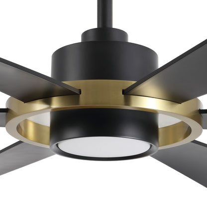 60" Black and Gold Ceiling Fan with LED Light and Remote – Modern 4-Blade Fan