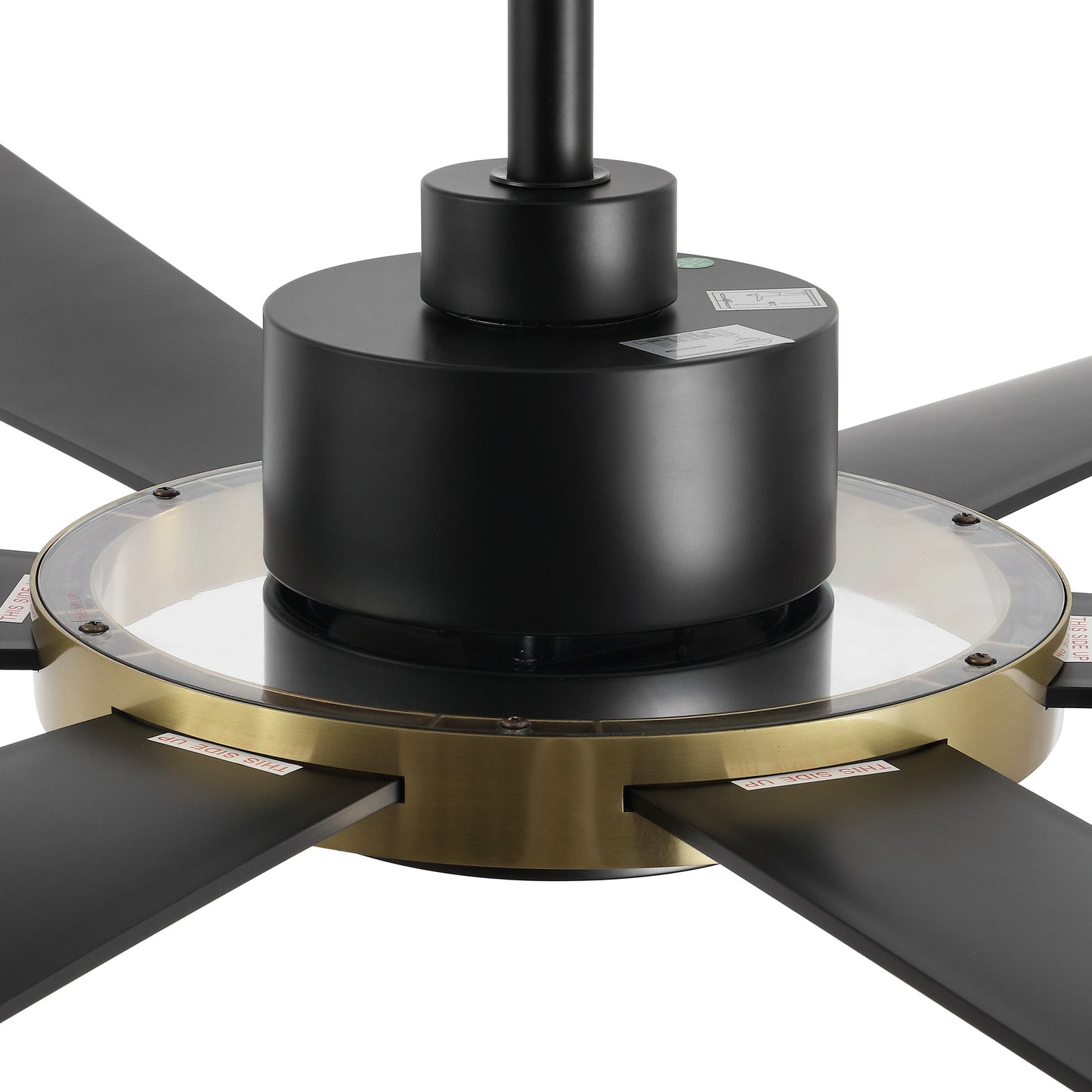 60" Black and Gold Ceiling Fan with LED Light and Remote – Modern 4-Blade Fan