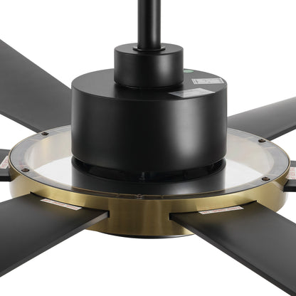 60" Black and Gold Ceiling Fan with LED Light and Remote – Modern 4-Blade Fan