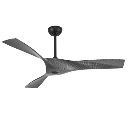 52" Ceiling Fan with Remote – Modern Black Fan No Light with DC Motor
