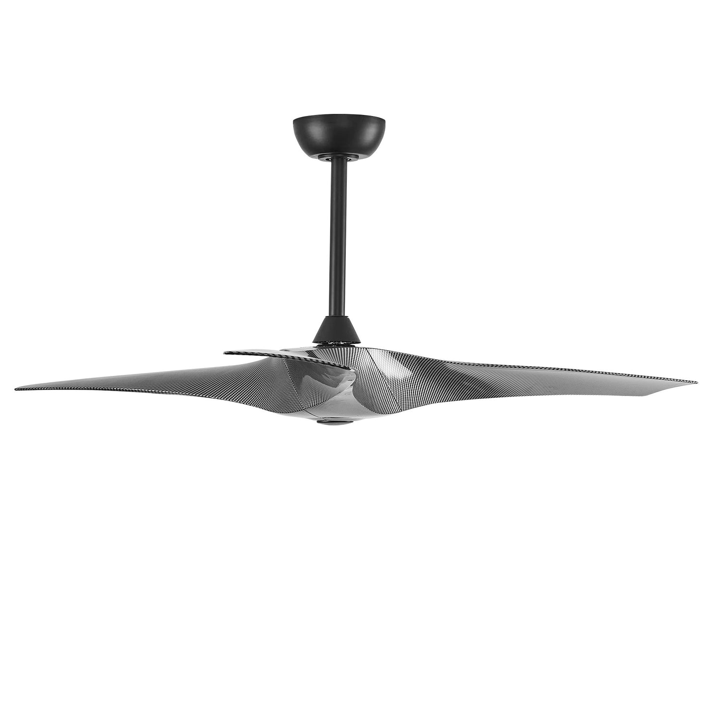 52" Ceiling Fan with Remote – Modern Black Fan No Light with DC Motor