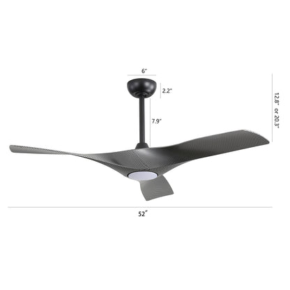 52" Ceiling Fan with LED Light and Remote – Modern Black Fan with DC Motor