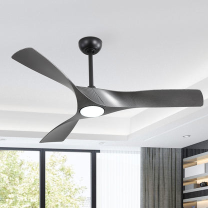 52" Ceiling Fan with LED Light and Remote – Modern Black Fan with DC Motor