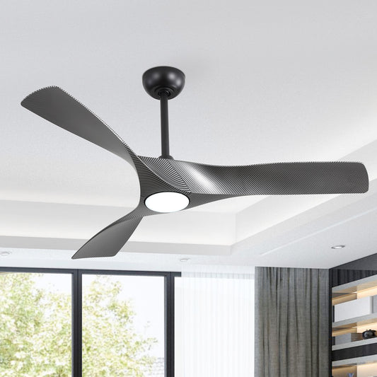 52" Ceiling Fan with LED Light and Remote – Modern Black Fan with DC Motor