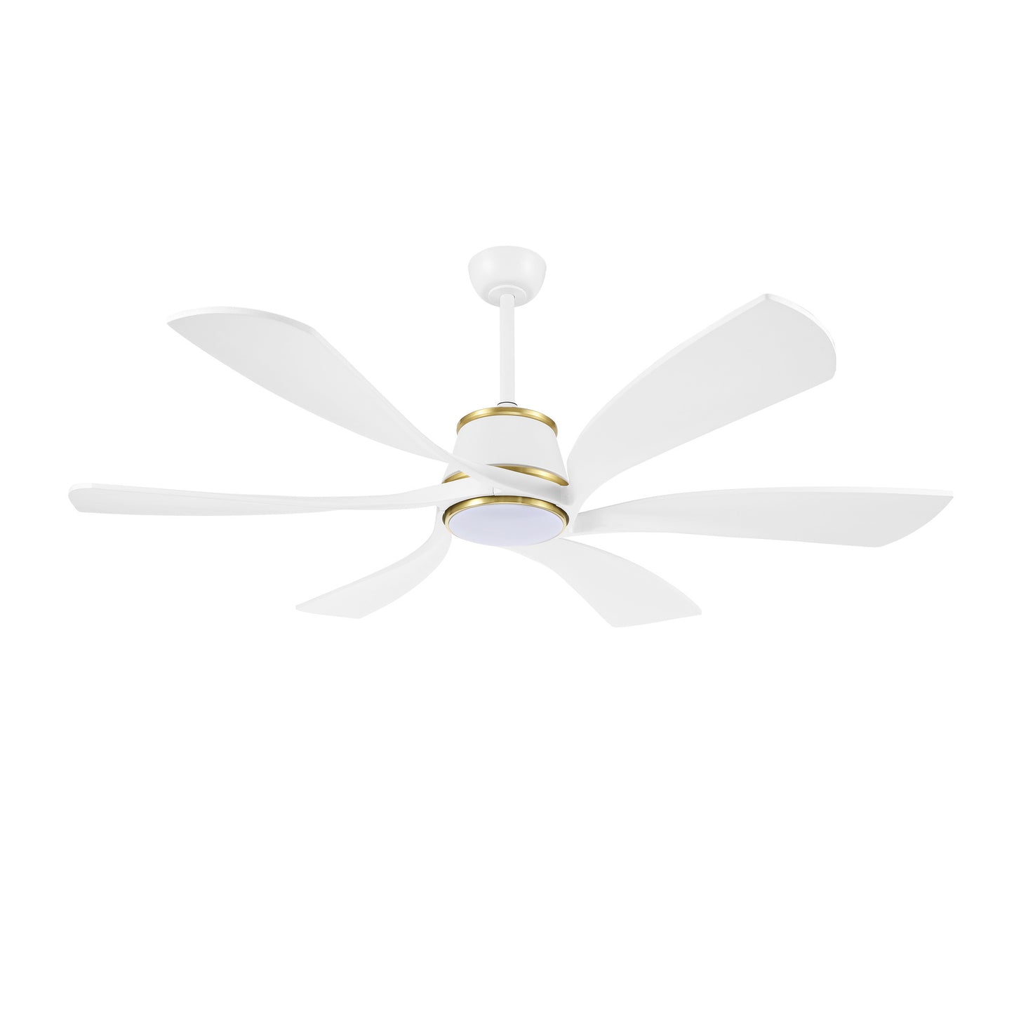 60" White Ceiling Fan with LED Light and Remote – Modern 6-Blade Smart Fan