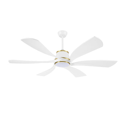 60" White Ceiling Fan with LED Light and Remote – Modern 6-Blade Smart Fan