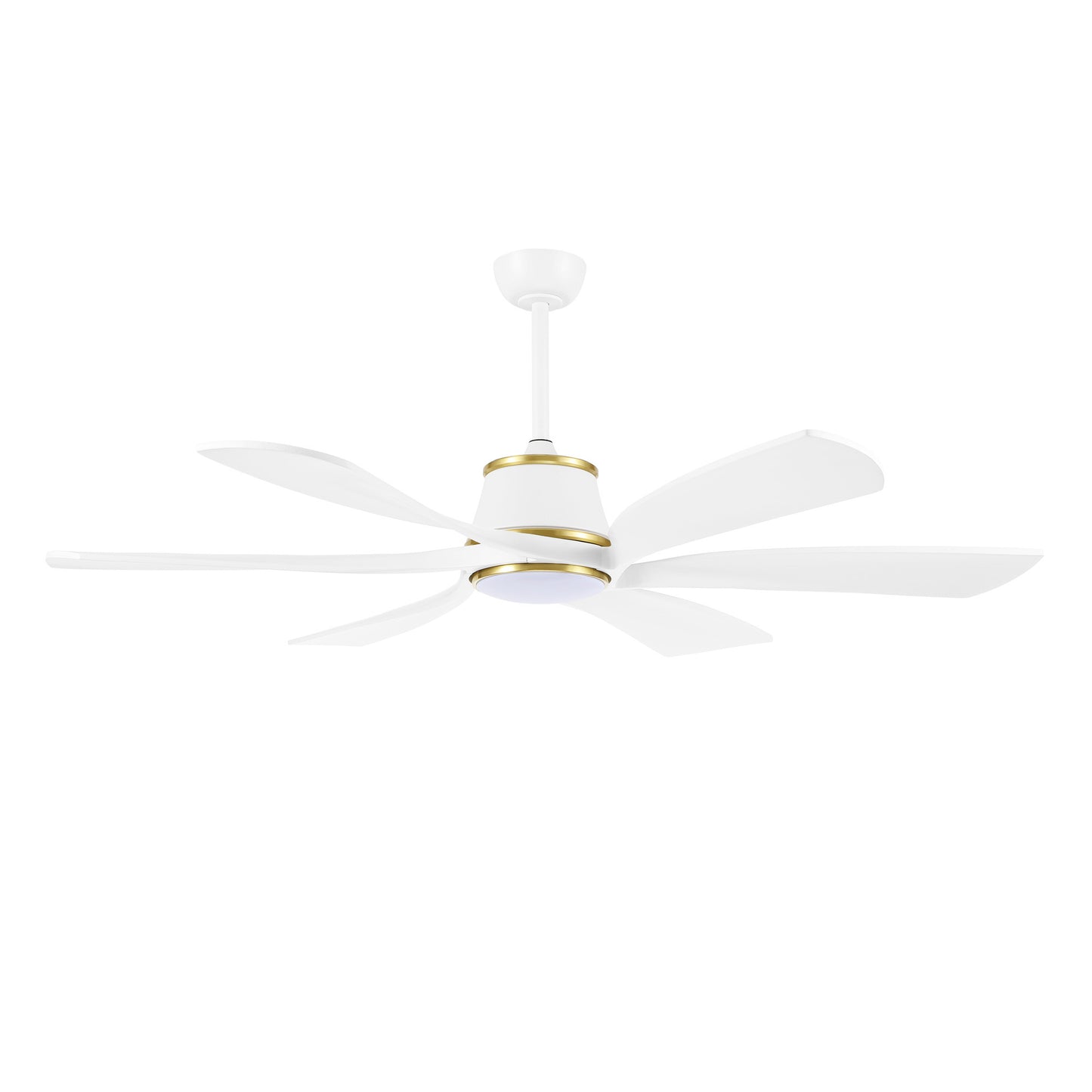 60" White Ceiling Fan with LED Light and Remote – Modern 6-Blade Smart Fan