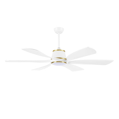 60" White Ceiling Fan with LED Light and Remote – Modern 6-Blade Smart Fan