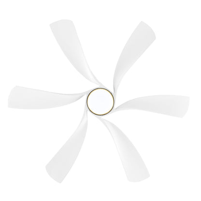 60" White Ceiling Fan with LED Light and Remote – Modern 6-Blade Smart Fan