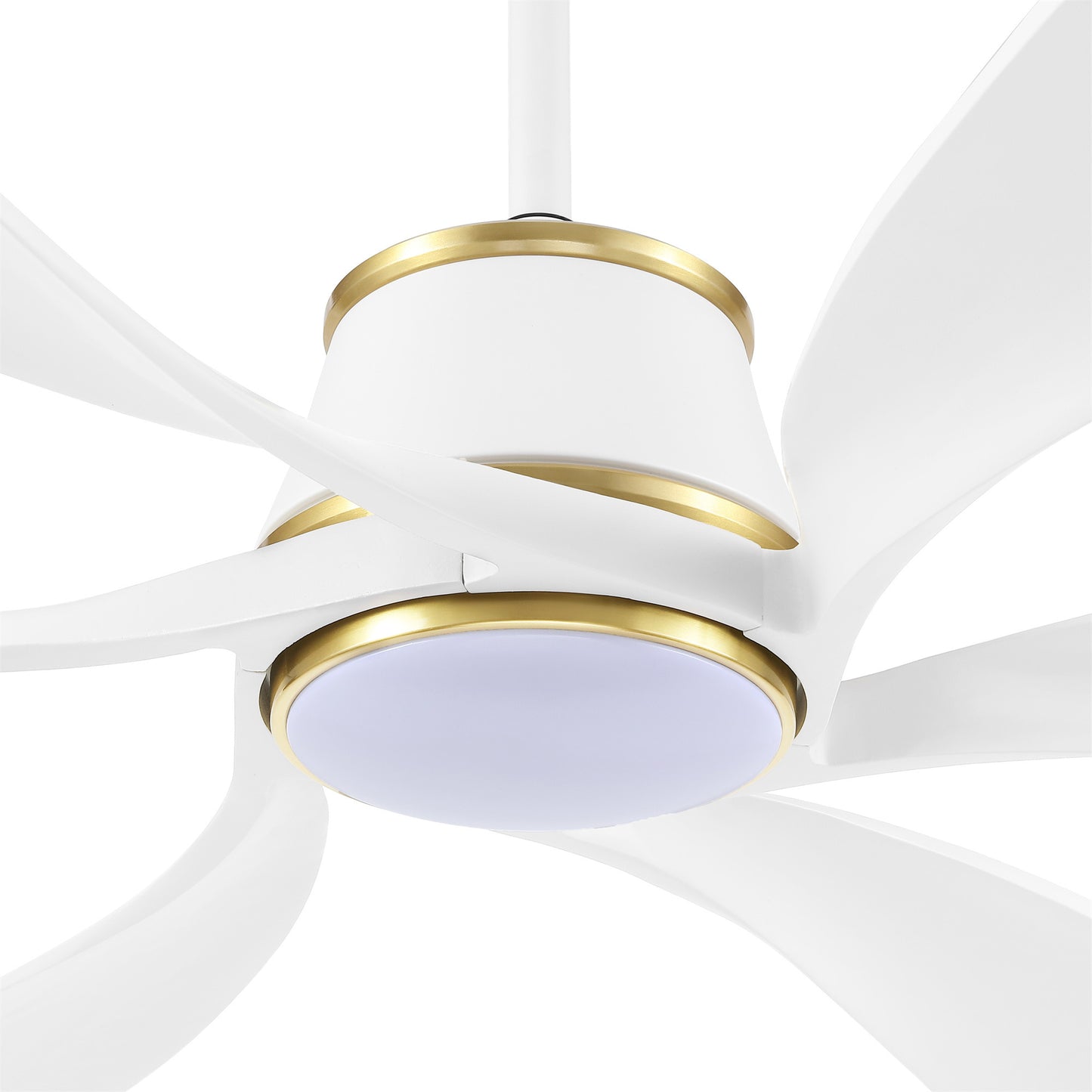 60" White Ceiling Fan with LED Light and Remote – Modern 6-Blade Smart Fan